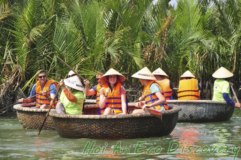 COCONUT FOREST (BAMBO BASKET BOAT) – HOIAN - BOAT RIDE – DROP FLOWER LANTERN Group tour <14 pax, Pickup from Danang 21 1725066696945cam-thanh-basket-boat-tour-7608