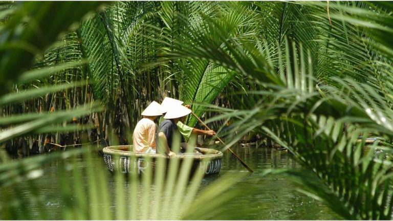 COCONUT FOREST (BAMBO BASKET BOAT) – HOIAN - BOAT RIDE – DROP FLOWER LANTERN Group tour <14 pax, Pickup from Danang 31 bay-mau-coconut-forest-hoi-an-boat-ride